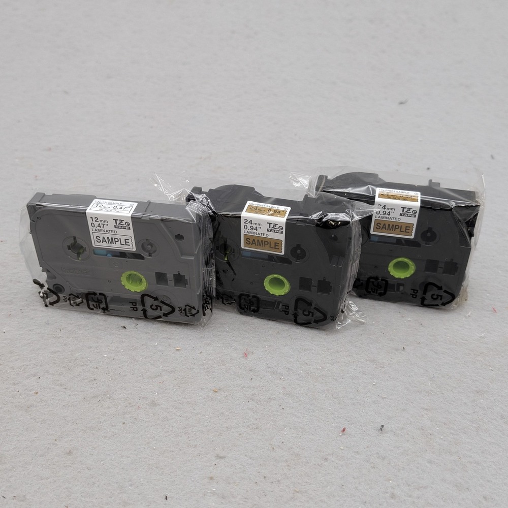 Brother P-Touch TZe Label Tape Lot 12mm Black Clear 24mm Black Gold Laminated